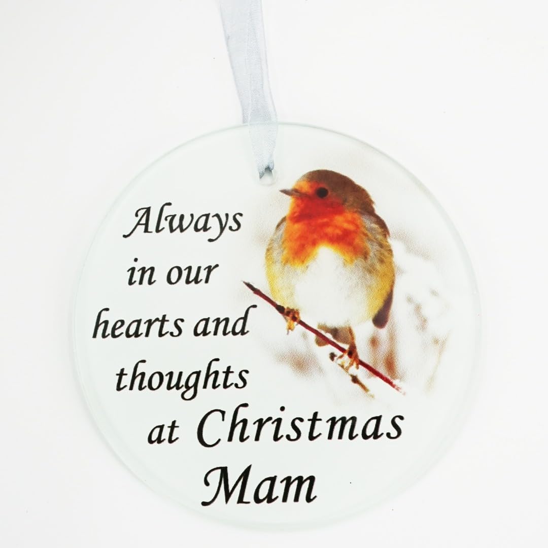 Mam Christmas Robin Memorial Tree Hanging Hanger Decoration Gift Plaque Memento Tribute