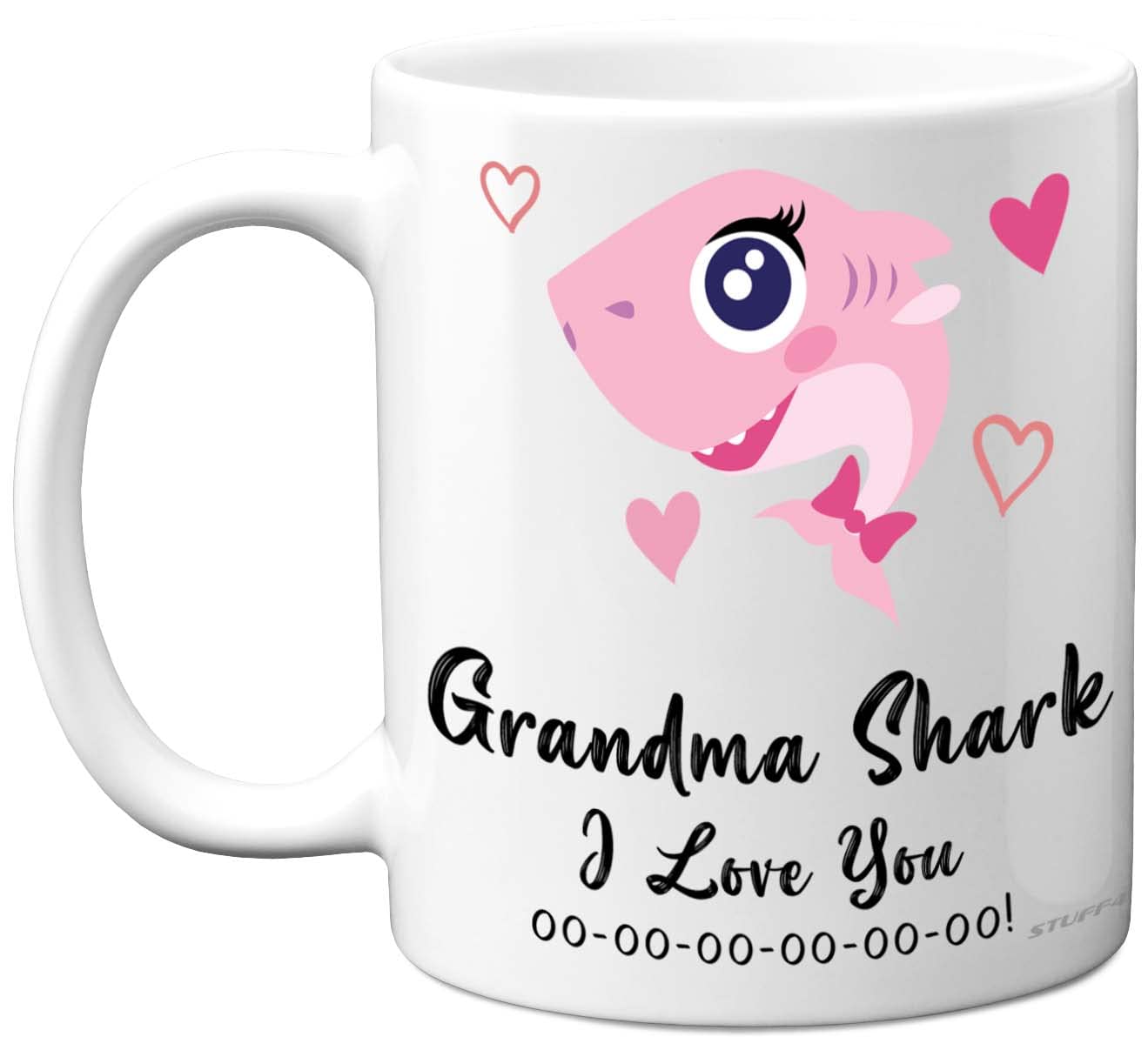 Stuff4 Grandma Birthday Mug - Shark Gift from Granddaughter Grandson, Happy Gran Toddler Baby, Christmas Tea Coffee 11oz Ceramic Dishwasher Safe Mugs Cup