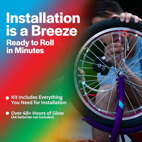 image for Brightz Bike Wheel Lights (2-Pack, Multicolor) - LED Illumination - Ki