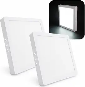 Kit Com 2 Painel Plafon LED de Sobrepor 25W Quadrado 29x29cm Slim, 6500K, Estrutura Metálica – Luz Branca Fria Premium
