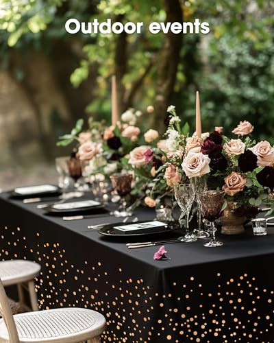 Image of Pureegg Plastic Table Cloth Disposable 10 Pack, 54 x 107 Inch Table Cloths, Graduation Decorations of 2026, Graduation Tablecloths, Rectangle, Plastic Cover, Leakproof & Sturdy, Black and Rose Gold
