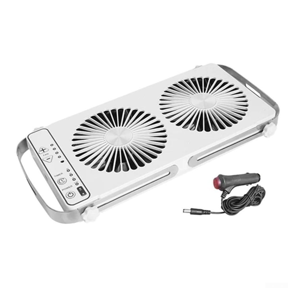 RV Dachfenster Ventilator Mit 4 Geschwindigkeitsstufen, Ausziehbar 37,5-58,9 Cm, 12V Gleichstrom Lüfter Für Wohnmobil Fenster Zur Belüftung Und Kühlung, Weiß(Black)