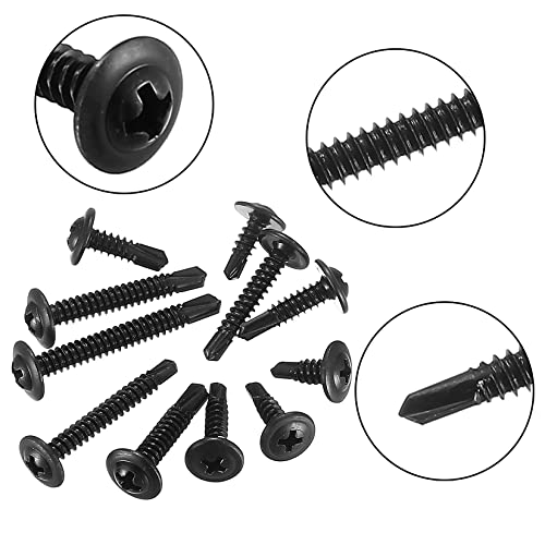 Phillips Head Self Tapping Screws, 415 Pcs M4.2 M4.8 Wafer Head Self Drilling Screws, Black Sheet Metal - Image 4