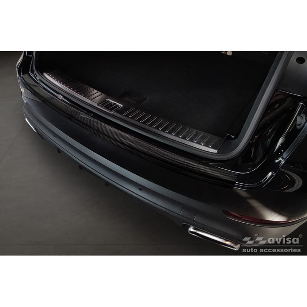 Avisa Real 3D Carbon Rear bumper protector compatible with Porsche Cayenne III 2017- 'Ribs'