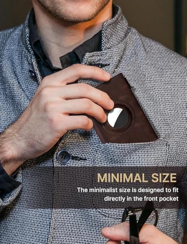 Image of Mens Pop Up Wallet for AirTag: Premium Genuine Leather, RFID Blocking, Smart, Minimalist, 9-14 Card Capacity, ID Window, Cash Slot (Deep Brown)