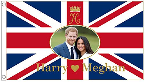 1000 Flags Limited Prince Harry & Meghan Markle Wedding Flag 5'x3' (150cm x 90cm) - Woven Polyester