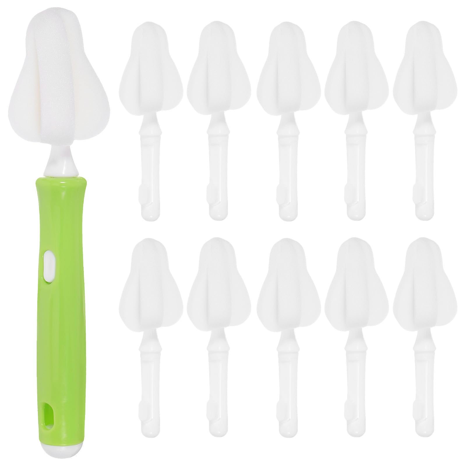 Toddmomy 10pcs Bottle Nipple Cleaner Sponge Brush Heads, Detachable Nipple Sponge Brush Replacement Heads For Toddler Newborn Feeding Accessories