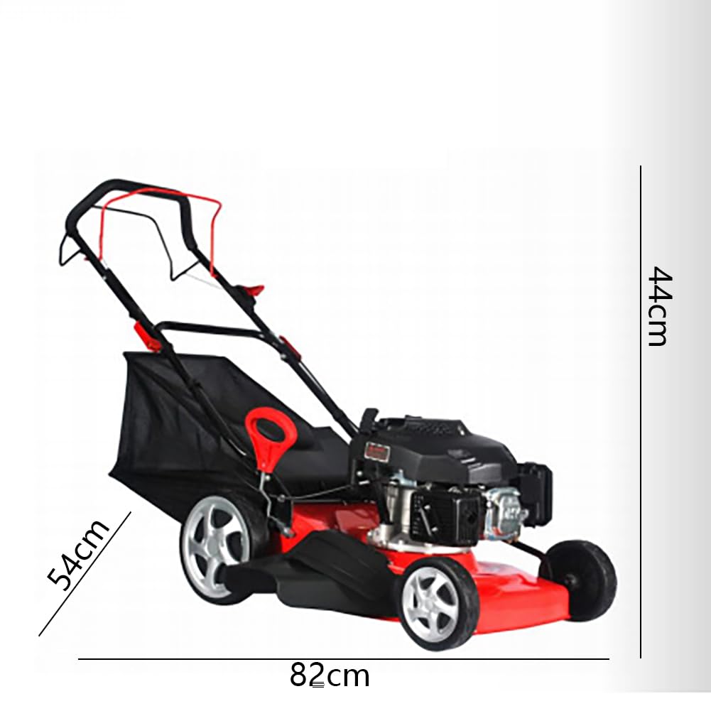 Cortacésped autopropulsado de 20 pulgadas, gas 4400 W, bolsa de césped de 60 L, ancho de corte de 51 cm, 7 alturas ajustables de 25 a 75 cm, para verde parque