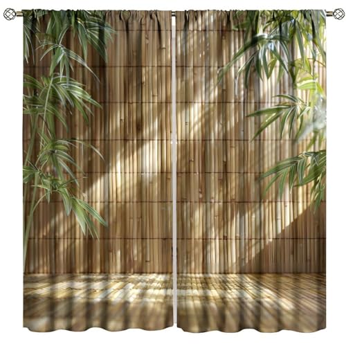 BATPLY Asian Bamboo Curtains, Exotic Orient Ethnic Natural Vibrant Zen