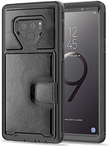 ANHONG Samsung Galaxy Note 9 Protective Wallet Case, Premium Vegan Leather Card Holder Flip Folio Case, with Kickstand and Magnetic Closure,Compatible Magnetic Car Mount for Galaxy Note 9(Black)