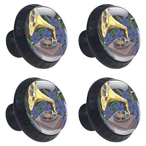 Boutons en verre pour meuble à customiser, style fleur ancienne x4