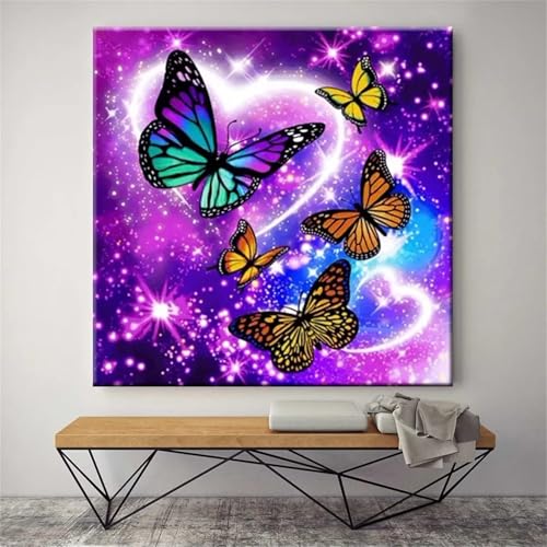 Diamond Painting Papillon violet 5D DIY broderie grand format en cristal strass
