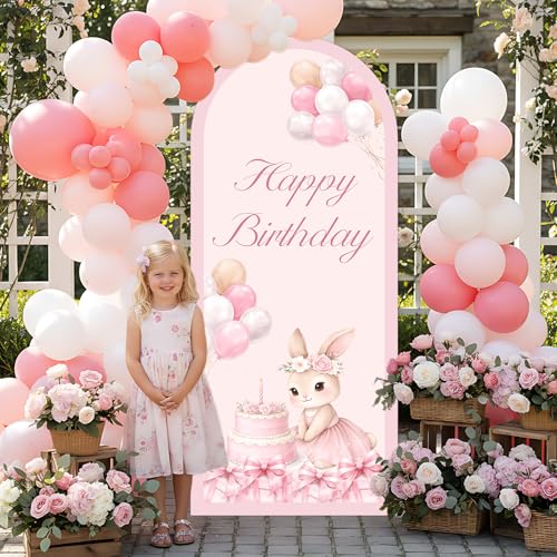 Fondo decorativo rosa con tema de conejo para fiesta miniatura 4