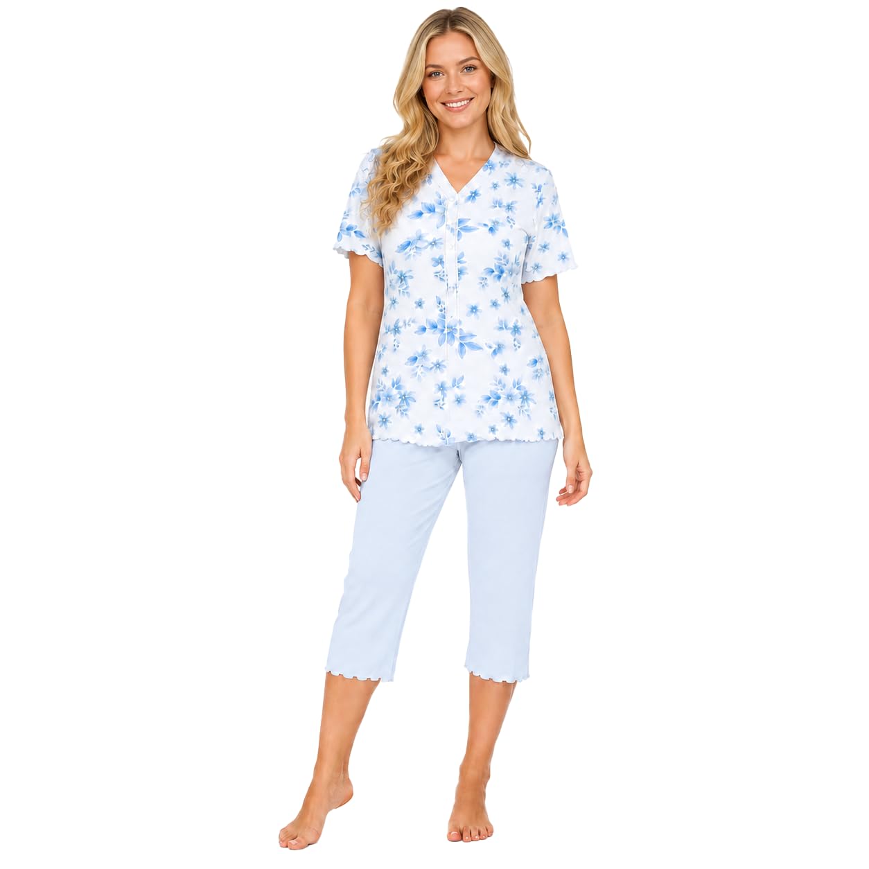 Leedya Pigiama Donna Primaverile Estivo in Cotone 100% – Canotta Senza Maniche e Pantalone Pinocchietto 3/4, Fresco e Traspirante, Comfort Fit, Made in Italy