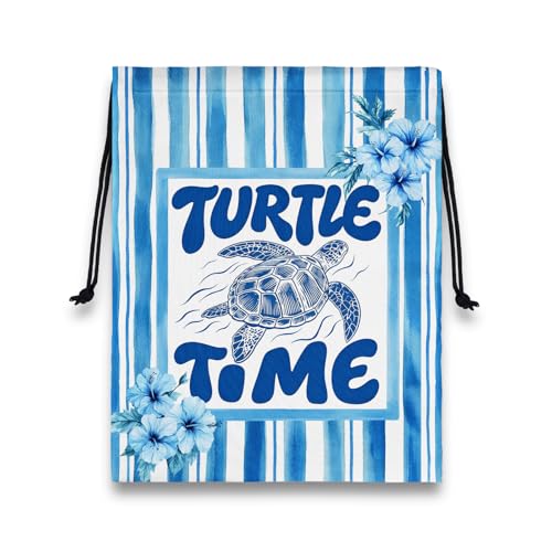 Image of Gymnastics Grip Bag Tropical Hibiscus Turtle Drawstring Bag for Gymnasts