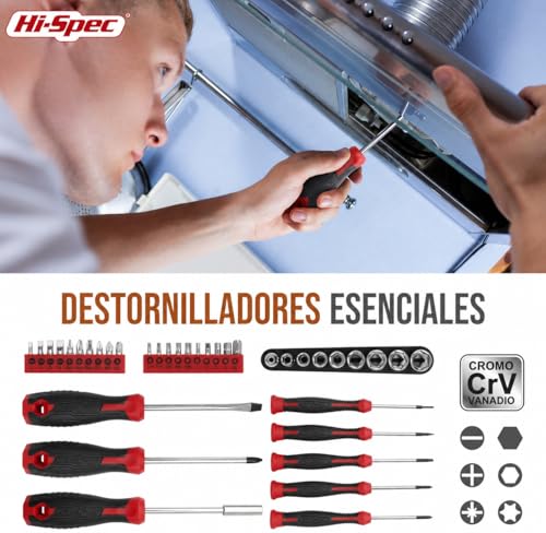 Miniatura 3 de Hi-Spec Juego De Herramientas Básicas De 54 Piezas. Caja De Herramientas Manuales Para El Hogar Y La Oficina. Kit Set Ideal Para Reparacion, Mantenimiento, Y Mecánica. Incluye Maletin De Transporte