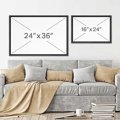 SIGNWIN Framed Moody Misty Forest River Landscape Nature Wilderness Modern Art Decorative for Living Room, Bedroom, Office - 24"x36" BLACK - 5