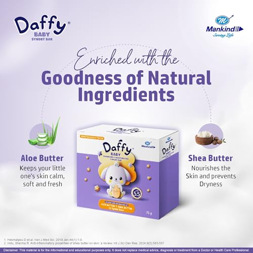 Image of DAFFY Mankind Cleansing And Mosturizing Baby Soap | Enriched With The Goodness Of Aloe And Shea Butter In Syndet Base | 75G