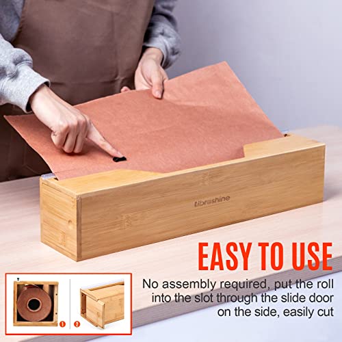 Libreshine Extra Long Butcher Paper Dispenser With Cutter, Holder For 18 Inch Aluminum Foil, Freezer Paper, Kraft Paper, Craft Paper Roll, Bamboo Wall Mount & Tabletop Foil Organizer #TOP2