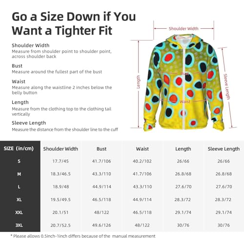Rainbow Trout Skin Print Sun Protection Hoodie Zip Rash Guard Long Sleeve Shirt for Fishing Hiking for Mens Womens2
