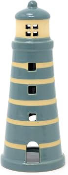 Lighthouse Tealight Holder | Ceramic Light House Candle Holder for Coastal Home Decor | Nautical Candle Ornament for Seaside Homes - 19cm