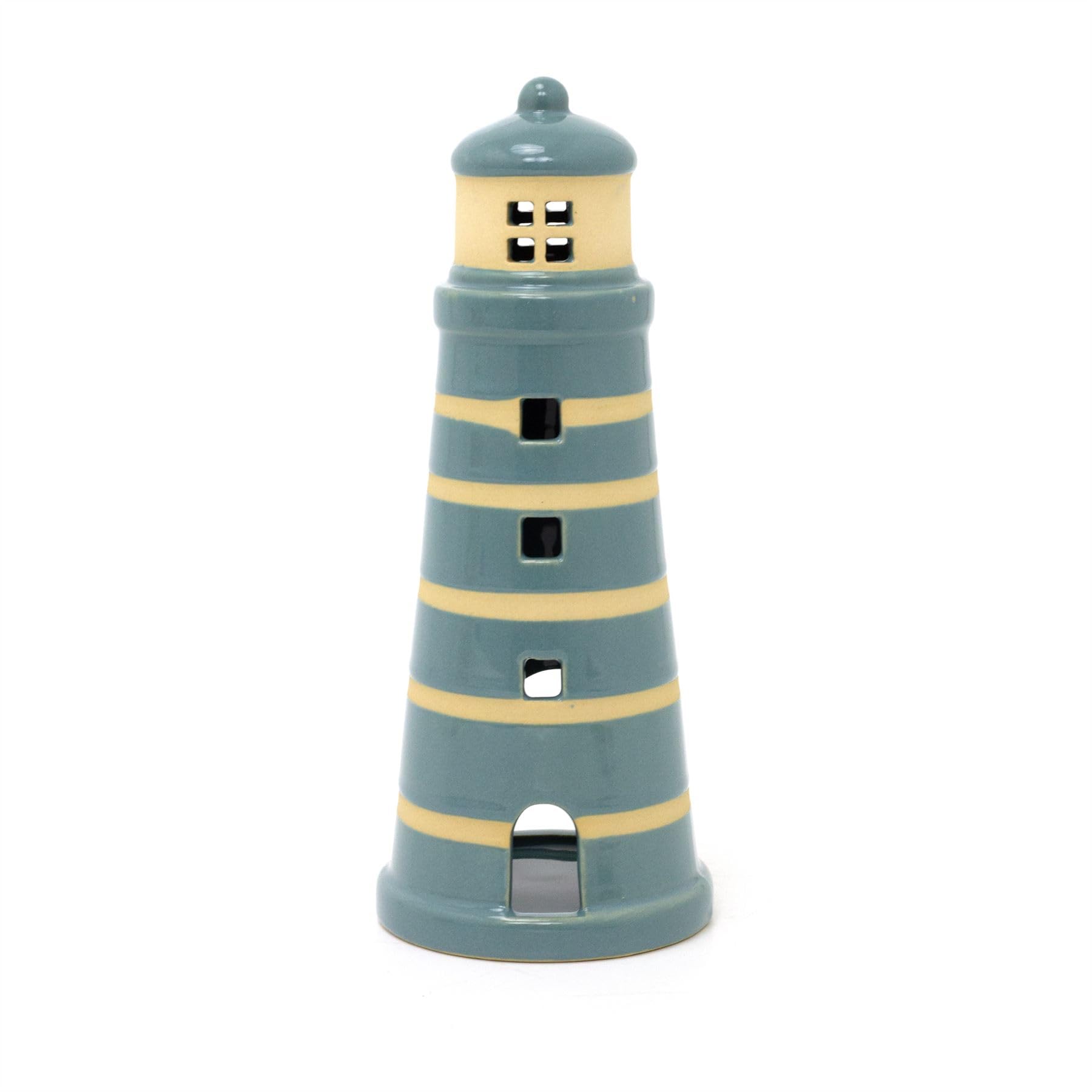 Lighthouse Tealight Holder | Ceramic Light House Candle Holder for Coastal Home Decor | Nautical Candle Ornament for Seaside Homes - 19cm