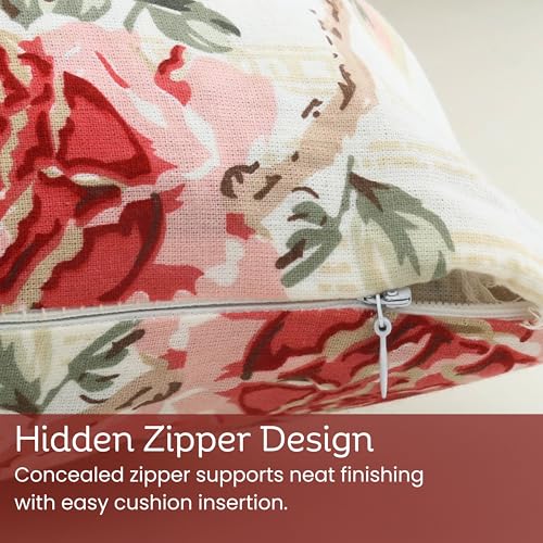 Image of Clasiko Cotton Cushion Covers 16x16 - Set of 5 Decorative Cushion Covers, Warm Rose, Soft Cotton, Hidden Zip, Sofa & Bedroom Decor