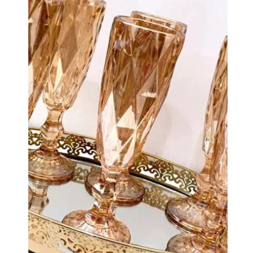 Jogo 6 Taças Diamante Bico De Jaca Diamond Champagne 150ml Âmbar Champanhe Frisante Sidra