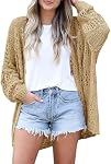 YACUN Womens Crochet Cardigan Open Front Knitwear Sweater Summer Kimonos