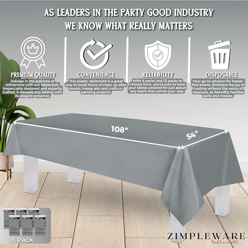ZIMPLEWARE Premium Plastic Table Cloth Disposable 54" x 108" 6 Pack by ZIMPLEWARE - Used condition - Image 3