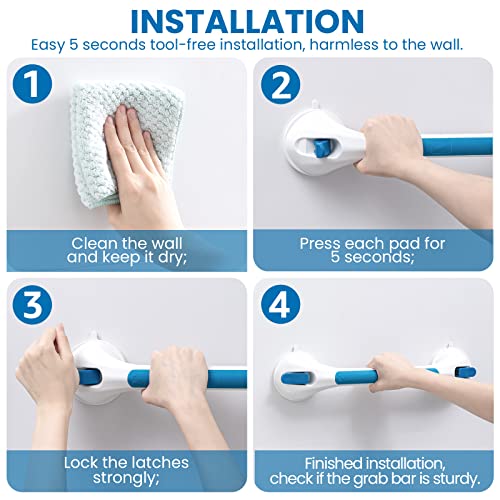 Leverloc Shower Grab Bar, Suction Grab Bars For Bathtubs And Showers, Easy To Install Removable Shower Handle For Bathroom Safety Grip For Seniors Elderly, Heavy Duty Handrails Waterproof No Drilling #TOP5