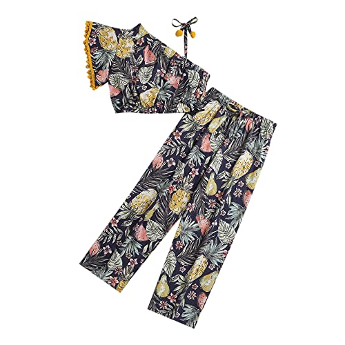 Image of Hopscotch Girls Cotton All-Over Print Top and Pant Set in Multi Colour