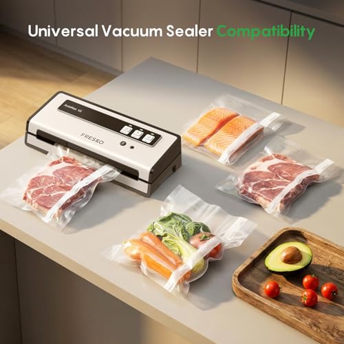 Image of FRESKO 200 Pack Quart 8 inchx12 inch Vacuum Sealer Bags, BPA Free Heavy Duty PreCut, Great for Sous Vide, Everyday Meal Prep & Freezer Storage