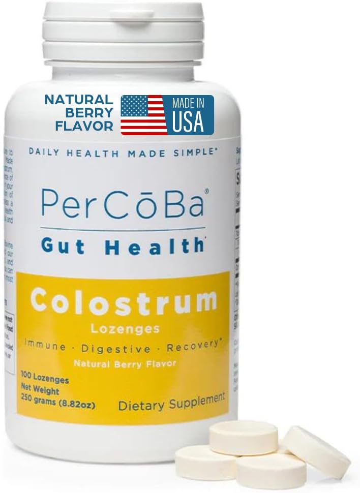 - Bovine Colostrum Lozenges - 100 Count - First Milking Supplement - Improves Gut & Digestive Health - Immune Support & Workout Recovery - Made in the USA - Berry Flavored