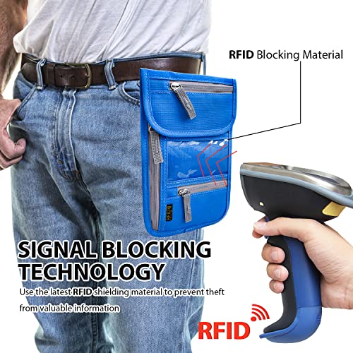 Travel Neck Wallet, RFID Blocking Passport Holder with Adjustable Neck Strap for Men and Women to Keep Cash, Credit Cards and Travel Documents Safe - Navy Blue4