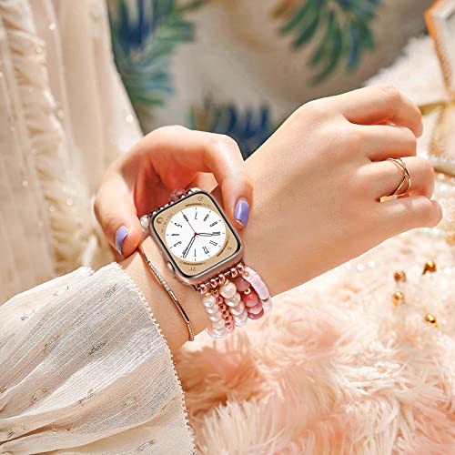 Visoom Beaded Boho Bracelet Compatible For Apple Watch Band 40Mm/38Mm/41Mm Series 8 7 Se 6/5/4 Women Fashion Cute Handmade Crystal Beads Stretchy Watch Strap For Iwatch Bands Series 3/2/1 Replacement #TOP4