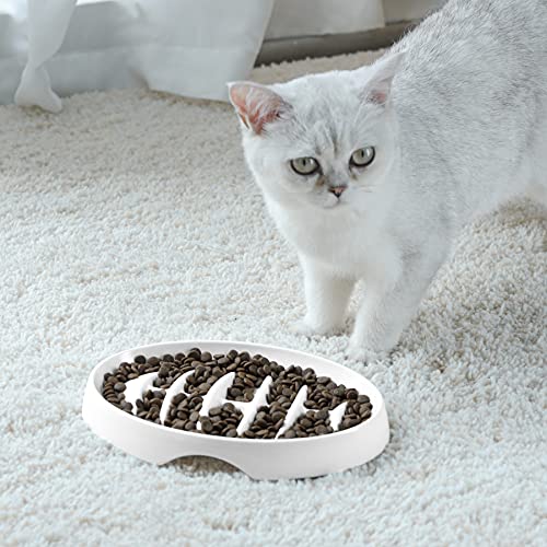 Msbc Slow Feeder Bowl, Fishbone Cat Dish For Cats And Puppies, Anti-Gulping Interactive Slow Feeder Cat Food Bowl, Non-Slip Puzzle Pet Bowl For Slow Eating, Melamine Bowl Preventing Choking White #TOP4