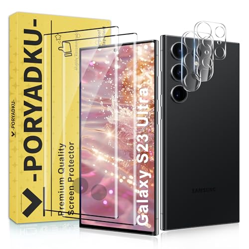 2+2 Stück Für Samsung Galaxy S23 Ultra 5G Panzer Schutz Glas Folie Schutzfolie Glas+ Kamera Schutzfolie Fingerabdruck-ID Unterstützen 9H Härte HD Clear Displayschutz Schutzfolie Glas