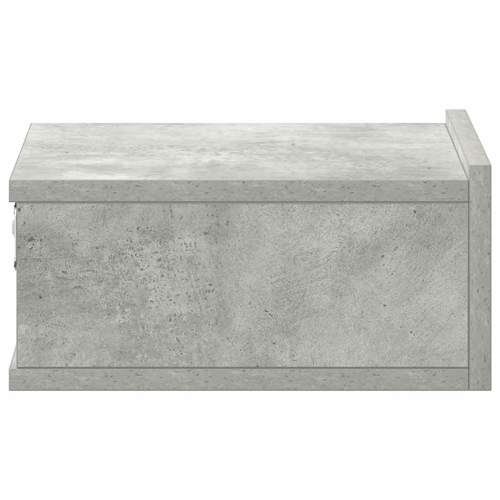 Stolik nocny wiszący, szary betonowy, 40 x 30 x 15 cm, materiał drewnopochodny, montaż na ścianie, wisząca szafka nocna z szufladą, kompaktowy stolik pomocniczy, regał do sypialni, salonu