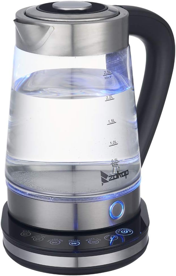 HD-2005D 110V 1500W 2.5L Blue Glass Electric Kettle with Filter