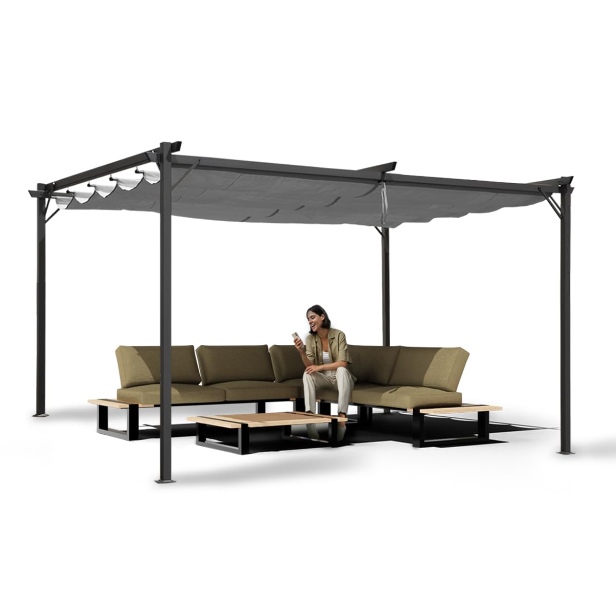Grindi - Pavillon Garten - Terrassendach - Sonnensegel - Irda II 2,9x3,9m - wasserdichtes & stabiles Sonnenschutz für Terrasse und Freistehender - Gartenpavillon - Terrassendach - Markise