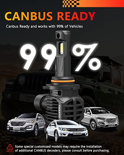 Fasato 9006 Hb4 Led Headlight Bulbs,600% Brighter Led Low Beam High Beam Headlights,6500K Cool White,Halogen Replacement Conversion Kit,Plug And Play ,Pack Of 2 #TOP6