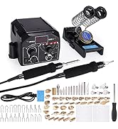 145W 2-in-1 939D-II Pyrography Pen Wood Burning Pen Tool Kit with 51 Solid Points(200°C ~480°C) a...