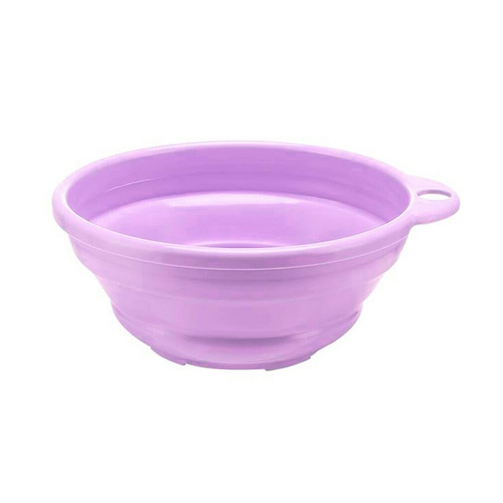 JINGYAN Collapsible washing up Bowls Solid Silicone Portable Camping Folding Wash Basin Collapsible Bucket Dish Tub Basins(Purple)