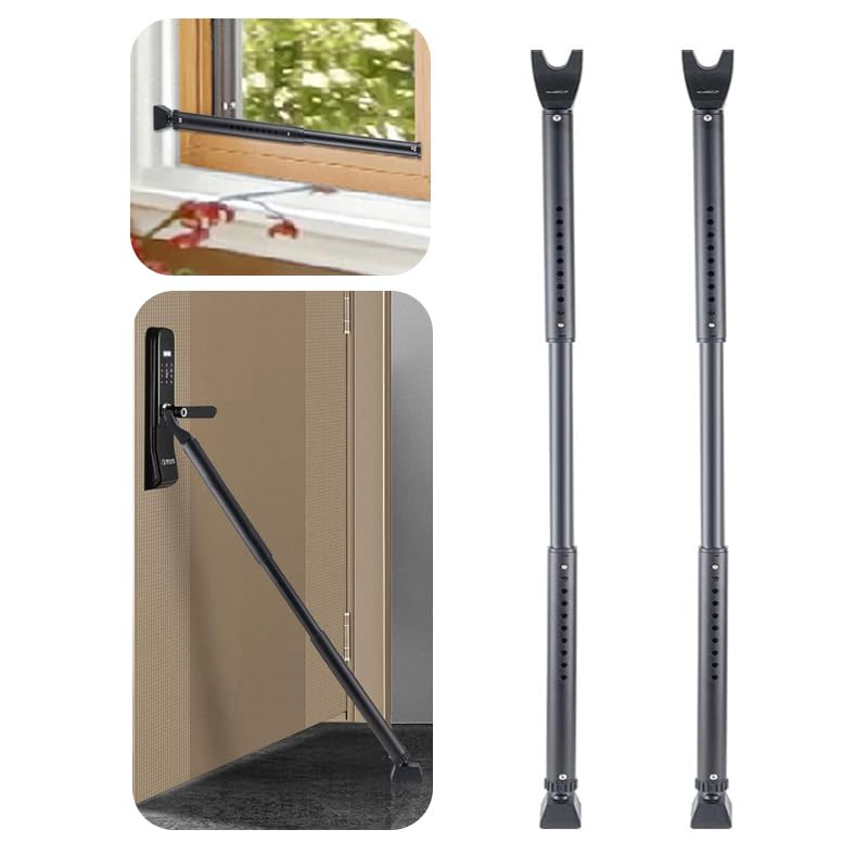 HoneSecur 2 Pack 2-in-1 Door Security Bar & Sliding Patio Door Stopper Security Jammer Bar Child...