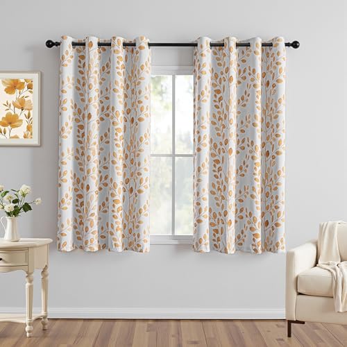 Image of MYSKY HOME Yellow Curtains 63 Inch Length for Bedroom Grommet 2 Panels | Room Darkening Thermal Insulated Privacy Protection Window Drapes for Living Room Dining Room, Each Panel 52 inch W, 2 Panels