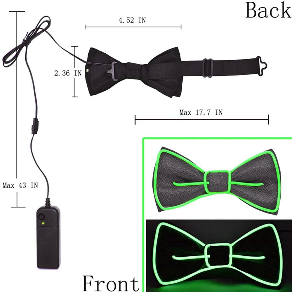 Conjunto De Lazos Y Tirantes, lazos LED Y Tirantes Iluminados Lazos LED Lazos Perfectos Para Festivales De Música, Fiestas De Disfraces De Halloween (Verde)