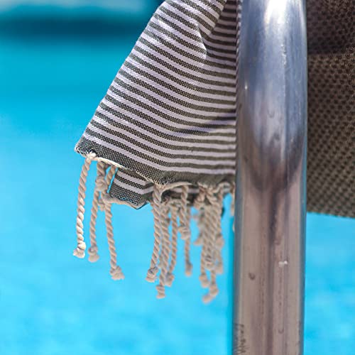 SOLTAKO Fouta Hamamtuch Santorini, 2er Set, Khaki/Grau, 100x200cm, Strandtuch Saunatuch Yogatuch Reisehandtuch aus 100% Baumwolle… – Ansicht 6