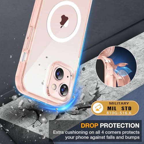 Image of Miracase for iPhone 13 Case 6.1'', [Bubble Free] Full-Body Bumper Phone case with Built-in Full Glass Screen,No Gap,Compatible with MagSafe,Clear Pink