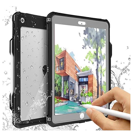 ipad 10.2 2019 Waterproof Case, ACase iPad 7th Generation Case IP68 Waterproof ipad 10.2 Cover with Strap Stand Pencil Holde Built-in Screen Protector Rugged Shockproof Case